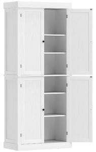 HOMCOM Dulap Înalt de Bucătărie cu 6 Rafturi și 2 Uși, Dulap cu Rafturi Reglabile din Lemn, 76x40,5x184 cm, Alb | Aosom Romania