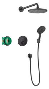 Set dus Hansgrohe, Raindance S, baterie dus termostatata incastrata, negru mat