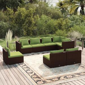Set mobilier de grădină cu perne, 8 piese, maro, poliratan