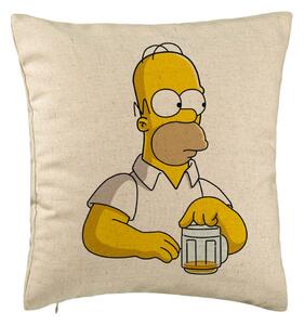 Perna Decorativa, Model Simpsons Homer, 40x40 cm, Bej, Husa Detasabila, Burduf
