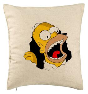 Perna Decorativa, Model Simpsons Homer 2, 40x40 cm, Bej, Husa Detasabila, Burduf