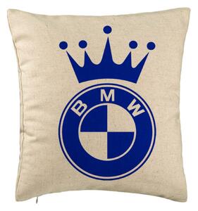 Perna Decorativa, Model Emblema BMW King, 40x40 cm, Bej, Husa Detasabila, Burduf
