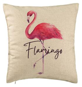 Perna Decorativa, Model Flamingo, 40x40 cm, Bej, Husa Detasabila, Burduf