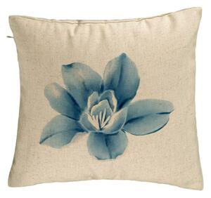 Perna Decorativa, Model Florale Blue Flower, 40x40 cm, Bej, Husa Detasabila, Burduf