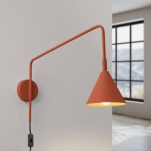 SOLLUX LIGHTING Aplică de perete LYS, ocru, Ø 14 cm, metal, ștecher, E14, Maro / Rugină, Camera de zi / sufragerie, Metal, Scandinavă, Perete rotund