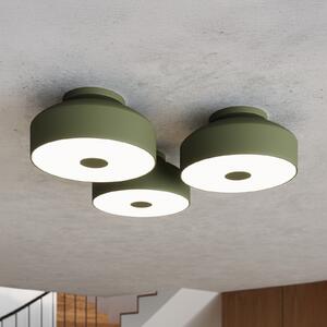 SOLLUX LIGHTING Plafonieră CLARO, verde măslin, Ø 30 cm, metal, 4 x E27, reglabil, Verde, Camera de zi / sufragerie, Metal