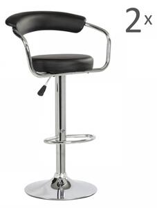 Set 2 scaune bar, Bedora Round, piele ecologica, negru