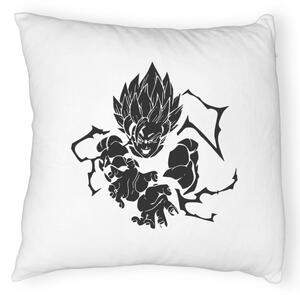 Perna Decorativa Fluffy cu Dragonball Goku Black, 40x40 cm, Alba, Husa Detasabila, Burduf