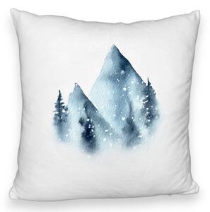 Perna Decorativa Fluffy Peisaj de Iarna, 40x40 cm, Alba, Husa Detasabila, Burduf
