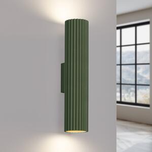 SOLLUX LIGHTING Aplică ALORA, înălțime 30 cm, verde măslin, metal, 2 x GU10, reglabil, Verde, Camera de zi / sufragerie, Aluminiu, Perete rotund