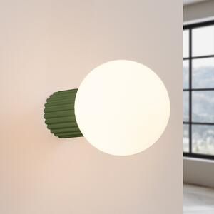 SOLLUX LIGHTING Aplică ORBI, verde măslin, sticlă/metal, Ø 12 cm, IP44, G9, reglabil, Verde, Baie, Aluminiu, glob