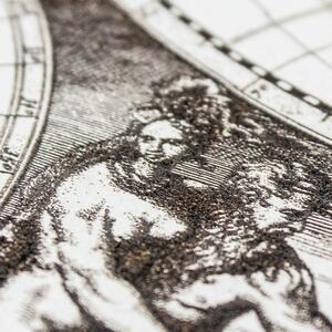 DUBLEZ | Tablou harta lumii istorice 1689 - Gravură pe lemn