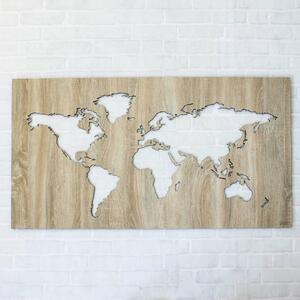 DUBLEZ | Harta lumii din lemn - Decorațiune