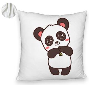 Perna Decorativa Fluffy, Model Urs Panda, 40x40 cm, Alba, Husa Detasabila, Burduf
