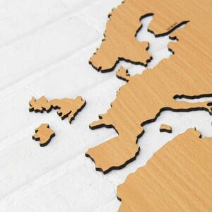 DUBLEZ | Harta lumii 3D din lemn pentru perete