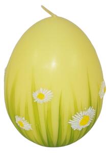 Lumânare Ouă de Paște cu margarete 10cm x 8cm x 8cm verde, galben