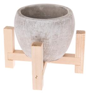 Ghiveci din beton cu suport din lemn Dakls Natural, ø 13 cm, gri