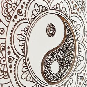 DUBLEZ | Mandala yin yang - Tablou gravat pe lemn