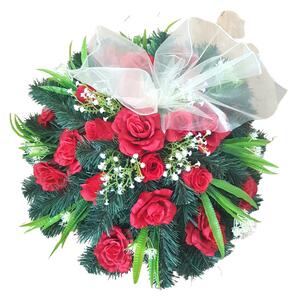 Coroana cu trandafiri și accesorii Ø 55cm rosu