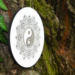 DUBLEZ | Mandala yin yang - Tablou gravat pe lemn