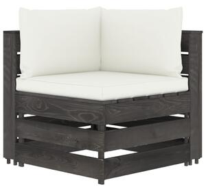 Canapea de colț modulară cu perne, gri, lemn impregnat