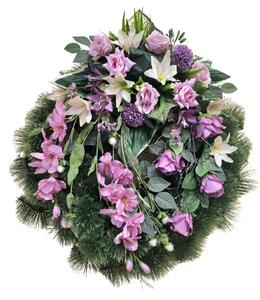 Coroană de pin doliu Exclusiv Trandafiri & Gladiole și Crini & Accesorii Ø 85cm