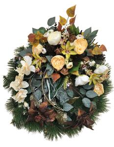 Coroană de pin doliu Exclusiv Bujori & Poinsettias & Gladiole și Crini & Accesorii Ø 70cm