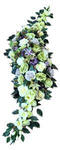 Coroana cu trandafiri artificiali, gerbere, gladiole și accesorii 150cm x 50cm