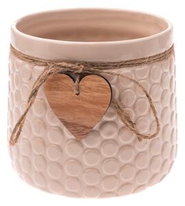 Ghiveci din ceramică Dakls Dotta, înălțime 12,5 cm, bej