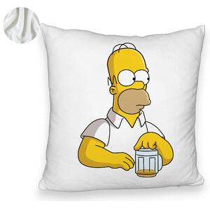 Perna Decorativa Fluffy, Model Simpsons Homer, 40x40 cm, Alba, Husa Detasabila, Burduf