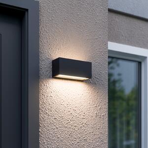 Lucande Lampă de exterior Bente, antracit, lățime 25 cm, IP54, reglabil, Negru, Metal, Modern