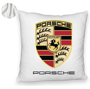 Perna Decorativa Fluffy, Model Porsche, 40x40 cm, Alba, Husa Detasabila, Burduf