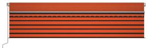 Copertină retractabilă manual cu stor, portocaliu&maro, 6x3 m