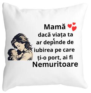 Perna Decorativa pentru Mama 11,40x40 cm, Alba, Mata, Husa Detasabila, Burduf