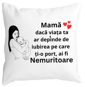 Perna Decorativa pentru Mama 12,40x40 cm, Alba, Mata, Husa Detasabila, Burduf