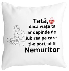 Perna Decorativa pentru Tata 8,40x40 cm, Alba, Mata, Husa Detasabila, Burduf