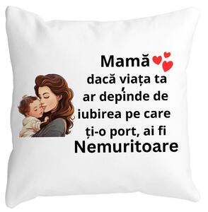 Perna Decorativa pentru Mama 8,40x40 cm, Alba, Mata, Husa Detasabila, Burduf