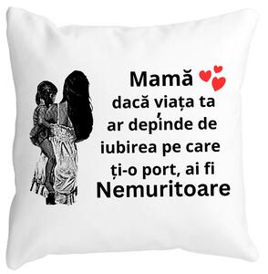 Perna Decorativa pentru Mama 1,40x40 cm, Alba, Mata, Husa Detasabila, Burduf