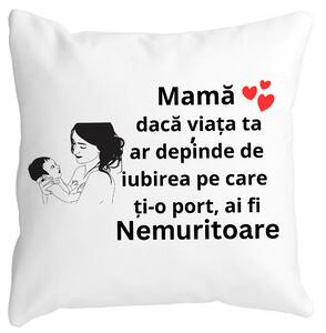 Perna Decorativa pentru Mama 9,40x40 cm, Alba, Mata, Husa Detasabila, Burduf