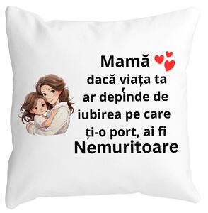 Perna Decorativa pentru Mama 6,40x40 cm, Alba, Mata, Husa Detasabila, Burduf