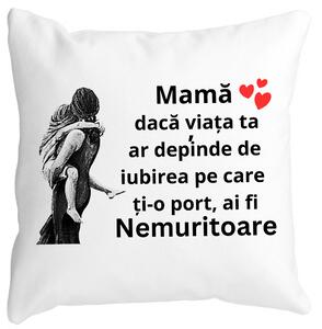 Perna Decorativa pentru Mama 2,40x40 cm, Alba, Mata, Husa Detasabila, Burduf