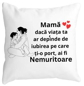 Perna Decorativa pentru Mama 5,40x40 cm, Alba, Mata, Husa Detasabila, Burduf