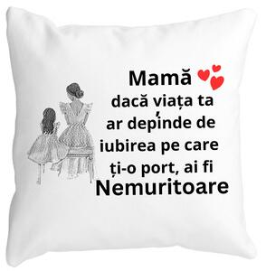 Perna Decorativa pentru Mama 3,40x40 cm, Alba, Mata, Husa Detasabila, Burduf