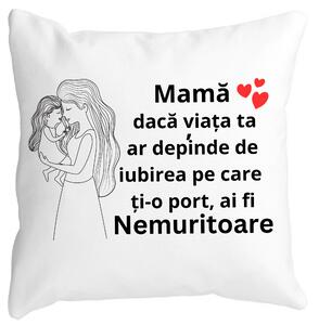 Perna Decorativa pentru Mama 4,40x40 cm, Alba, Mata, Husa Detasabila, Burduf