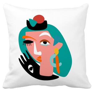 Perna Decorativa, Picasso style, 40x40 cm, Alba, Mata, Husa Detasabila, Burduf