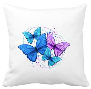Perna Decorativa, Colorful Butterflies, 40x40 cm, Alba, Mata, Husa Detasabila, Burduf