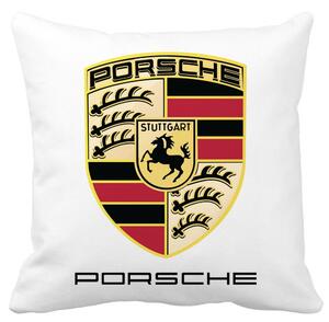 Perna Decorativa Patrata Porsche, 40x40 cm, Alba, Mata, Husa Detasabila, Burduf