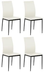 Set 4 x scaun DEMINA piele ecologică albă (ecru deschis) - modern pentru salon / sufragerie/ bucătărie / birou