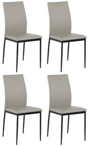 Set 4 x scaun DEMINA piele ecologică de culoare gri-maronie - modern pentru salon / sufragerie/ bucătărie / birou