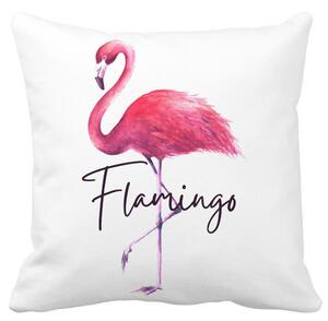 Perna Decorativa Patrata Flamingo, 40x40 cm, Alba, Mata, Husa Detasabila, Burduf